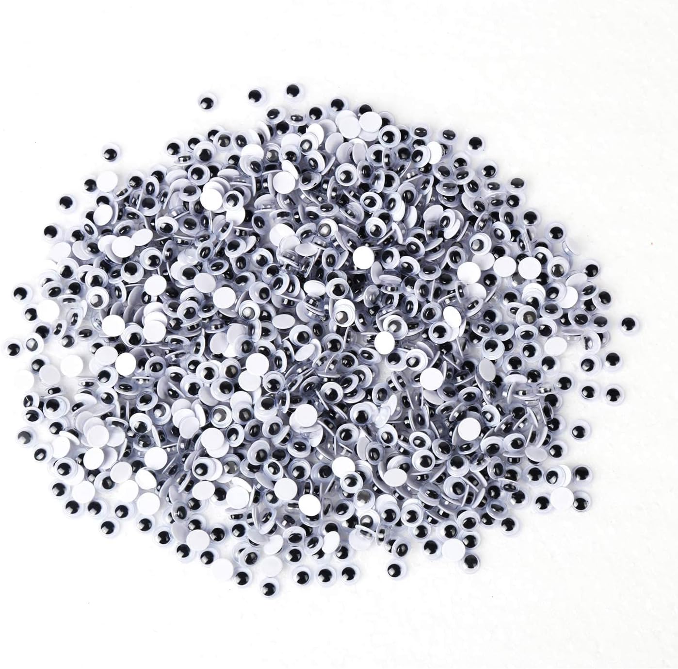 1000pcs Round Plastic Black Googly Wiggle Eyes Self-Adhesive Wide Variety Assorted Sizes