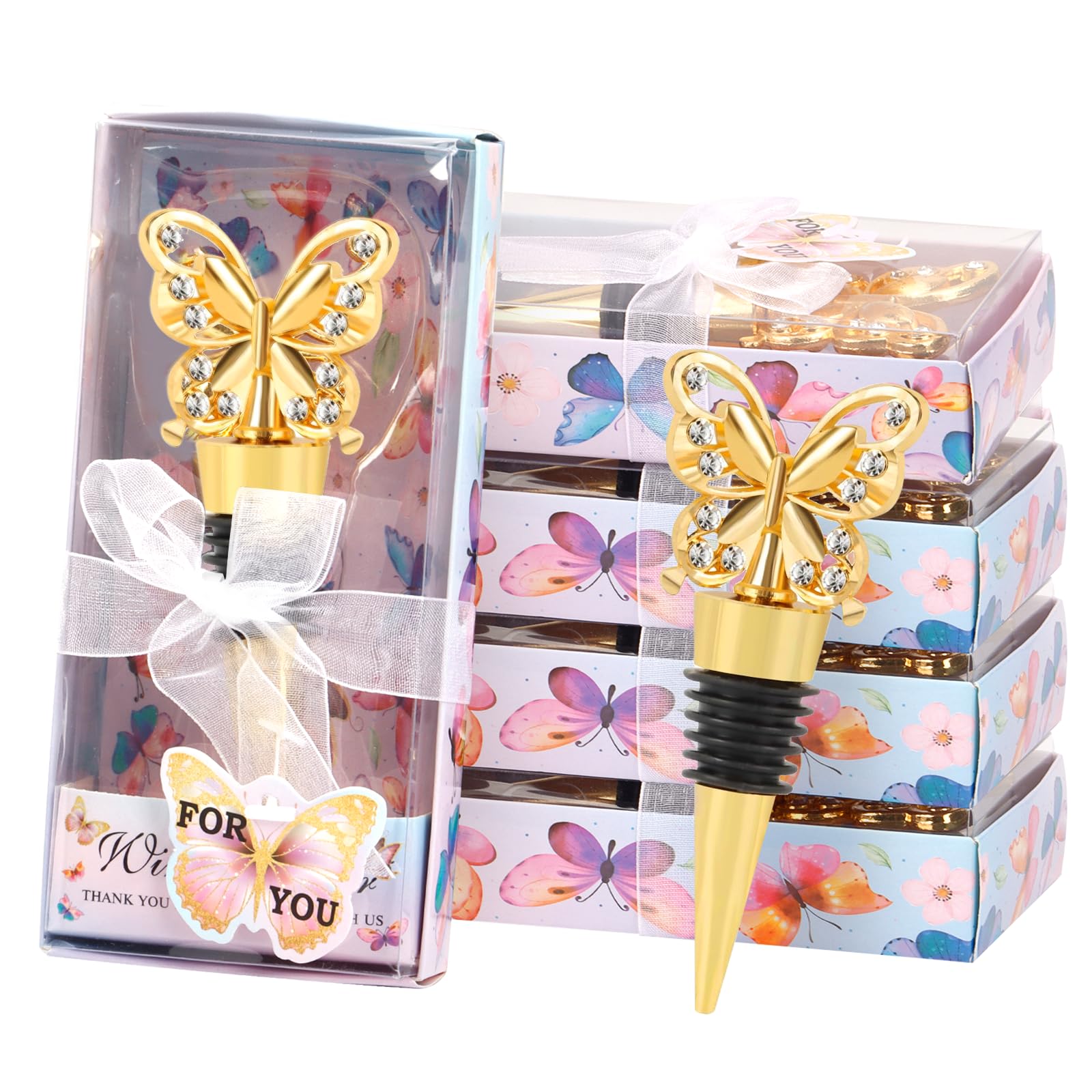 Qonmpcvu 30PCS Butterfly Wine Bottle Stopper, Wine Stoppers Cute, wine stopper baby favors for Birthday Wedding Favor Bridal Party Shower or Engagement Souvenir Gift Supplies, Party Favor for Guests