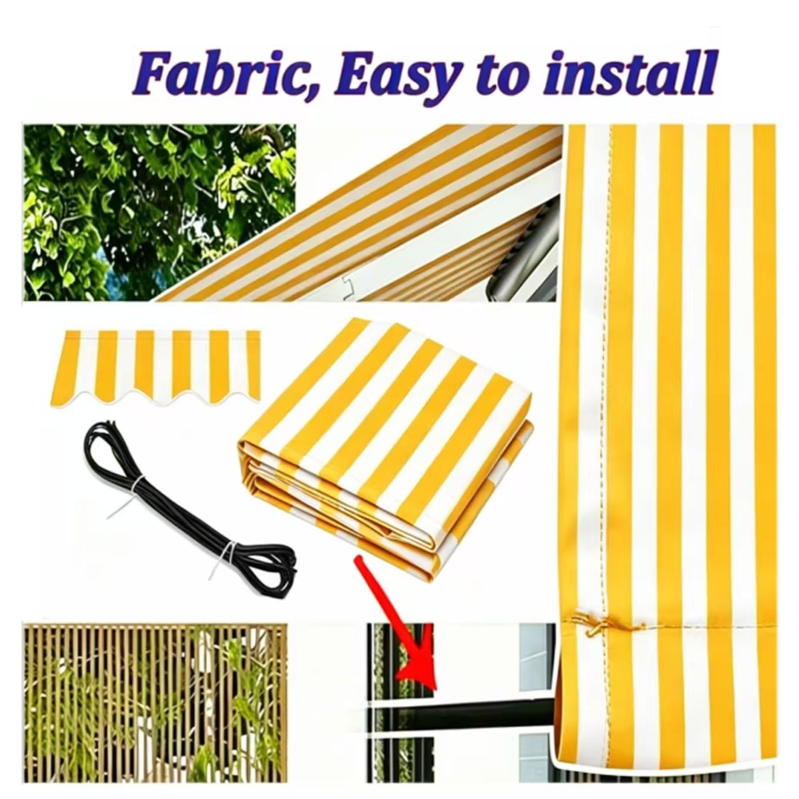 Tela de Recambio para Toldo Retráctil Manual (Sin Estructura) | con Faldón Delantero, Lona de Recambio para Toldo de Poliéster Repelente Al Agua, Cubierta para Toldo Exterior, para Terrazas
