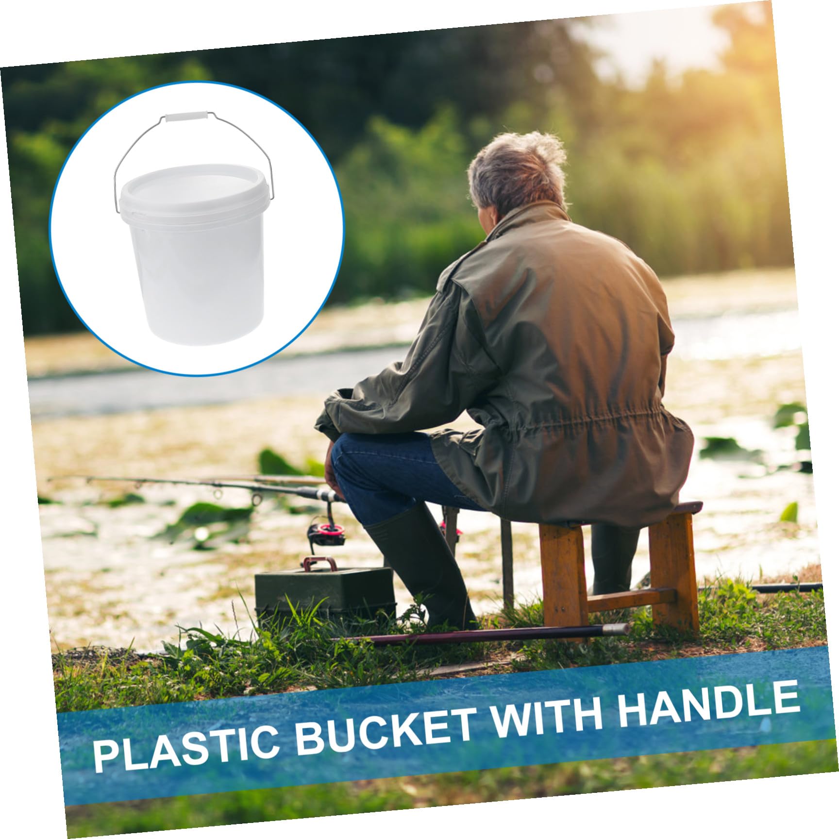 Sosoport Seau Extérieur Portable pour Poignée Usage Domestique et Rond en Plastique Blanc de 10l Couvercle Hermétique