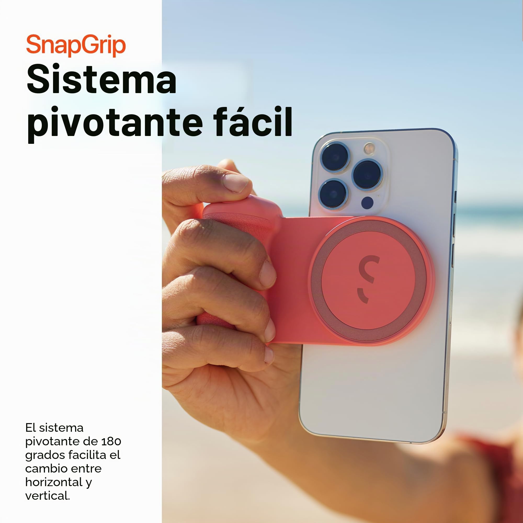 ShiftCam SnapGrip Agarre con batería para móvil y disparador inalámbrico, soporte magnético, se ajusta a cualquier teléfono, batería externa integrada con carga inalámbrica Qi, medianoche, SnapGrip