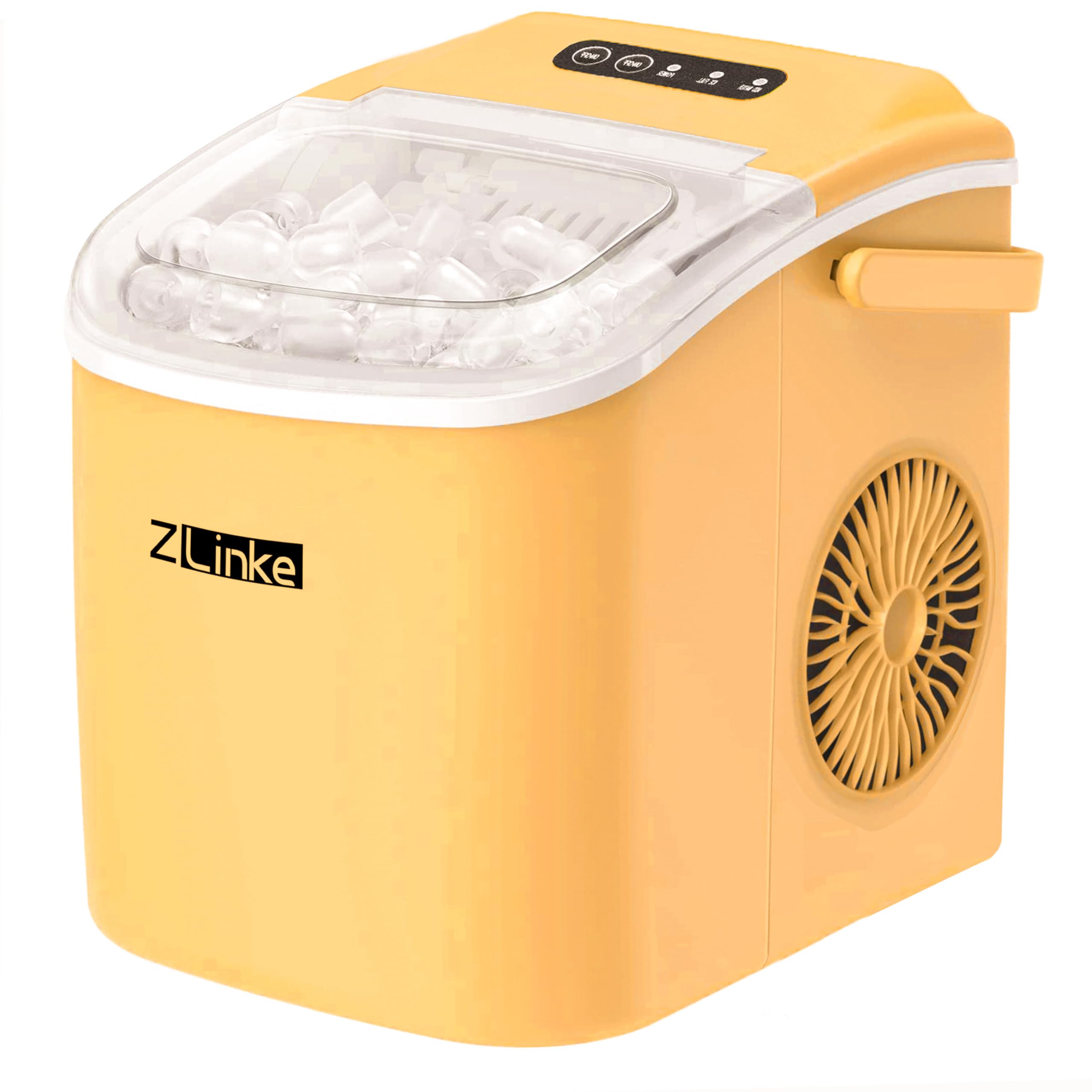 Countertop Ice Maker, Ice Maker Machine 6 Mins 9 Bullet Ice, 26.5lbs/24Hrs, Portable Ice Maker Machine with Self-Cleaning, Ice Scoop, and Basket (Yellow)