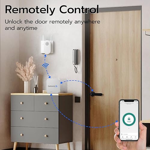 Miniatura 2 de Puerta de enlace WiFi Control remoto cerradura de puerta inteligente con aplicación Tuya Smart o Smart Life, perilla de puerta de huellas