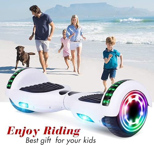 Miniatura 8 de CBD Patinete con luces LED Corlorful, ruedas de 6.5 pulgadas, scooter doble de 300 W para niños, niñas, niños y adultos, todas las edades A01-blanco