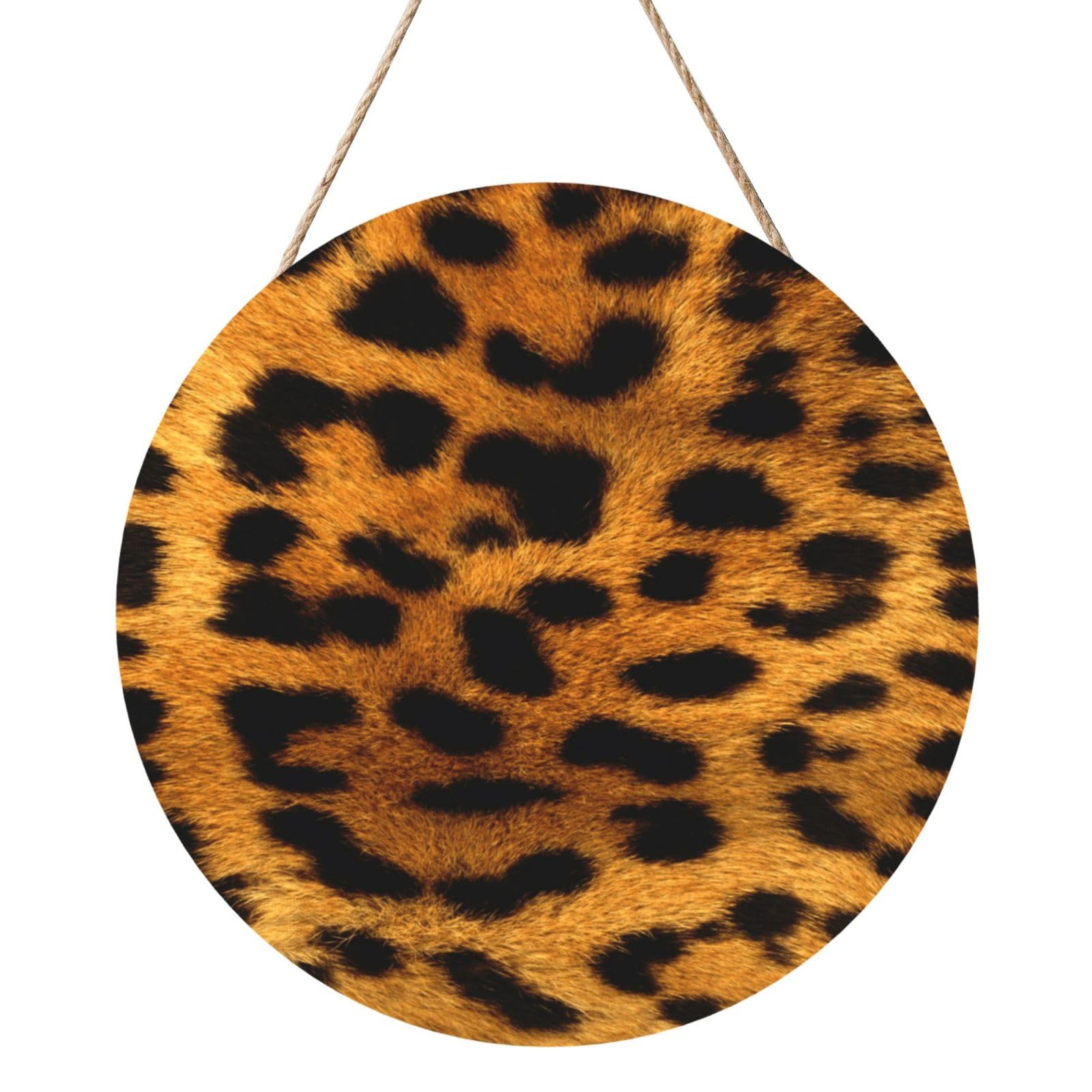 InOmak Animal Leopard Skin, Round Wood Panel Painting 12 in, Wall Hanging Painting For Home
