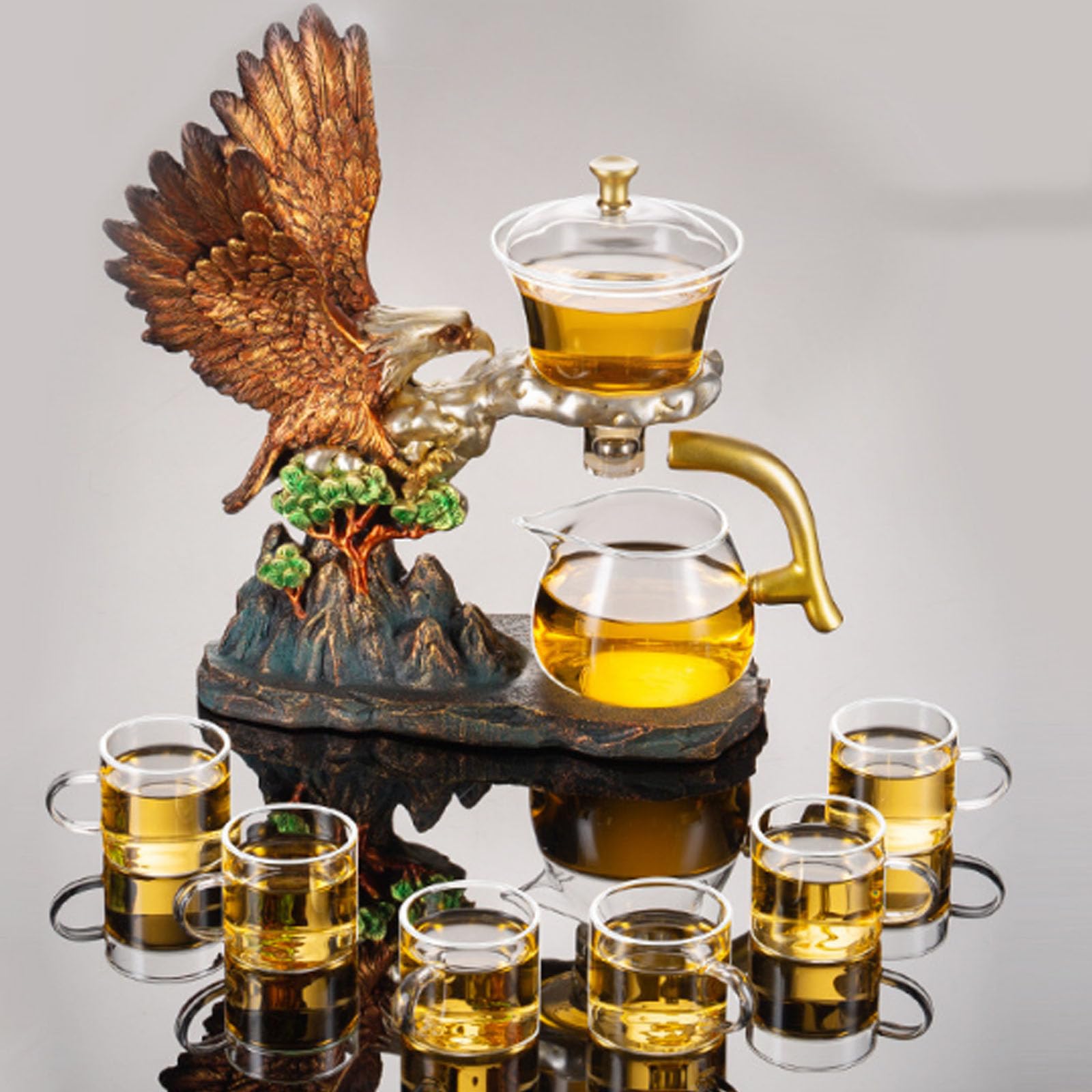 Kreatives Glastee-Set,Tee-Ei Teekanne,Halbautomatisches Teeset,Magnetische Wasserumleitung,Hitzebeständiger Kungfu-Tee,TeeTrinken(Color:a)