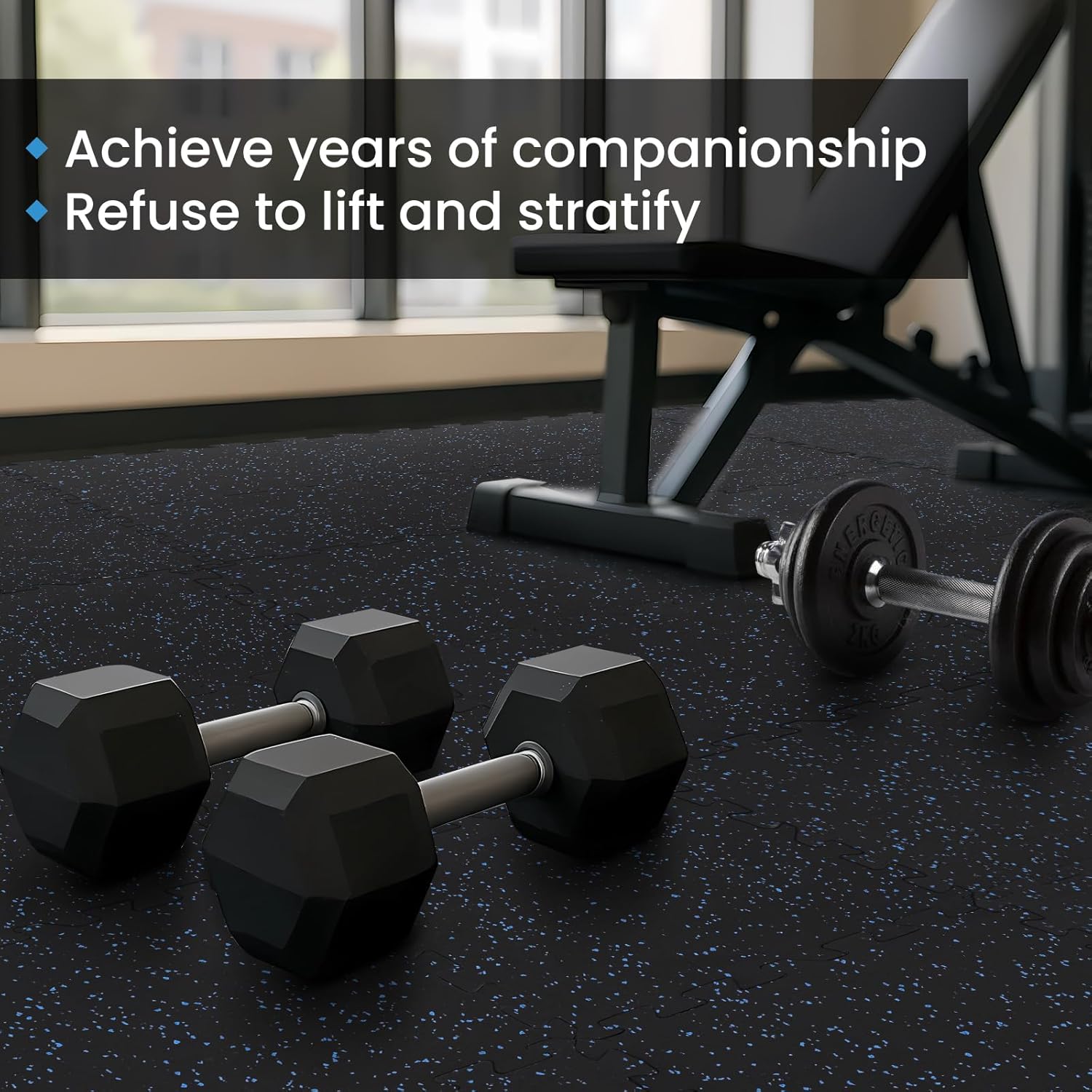 Upgraded 100% Rubber Flooring 0.6in Extra Thick - Interlocking Puzzle Floor Tiles for Home Gym Heavy Workout Equipment - Rubber Floor Tiles Non-Slip - Noise Reduction & Shock Bsorption - 6Pcs