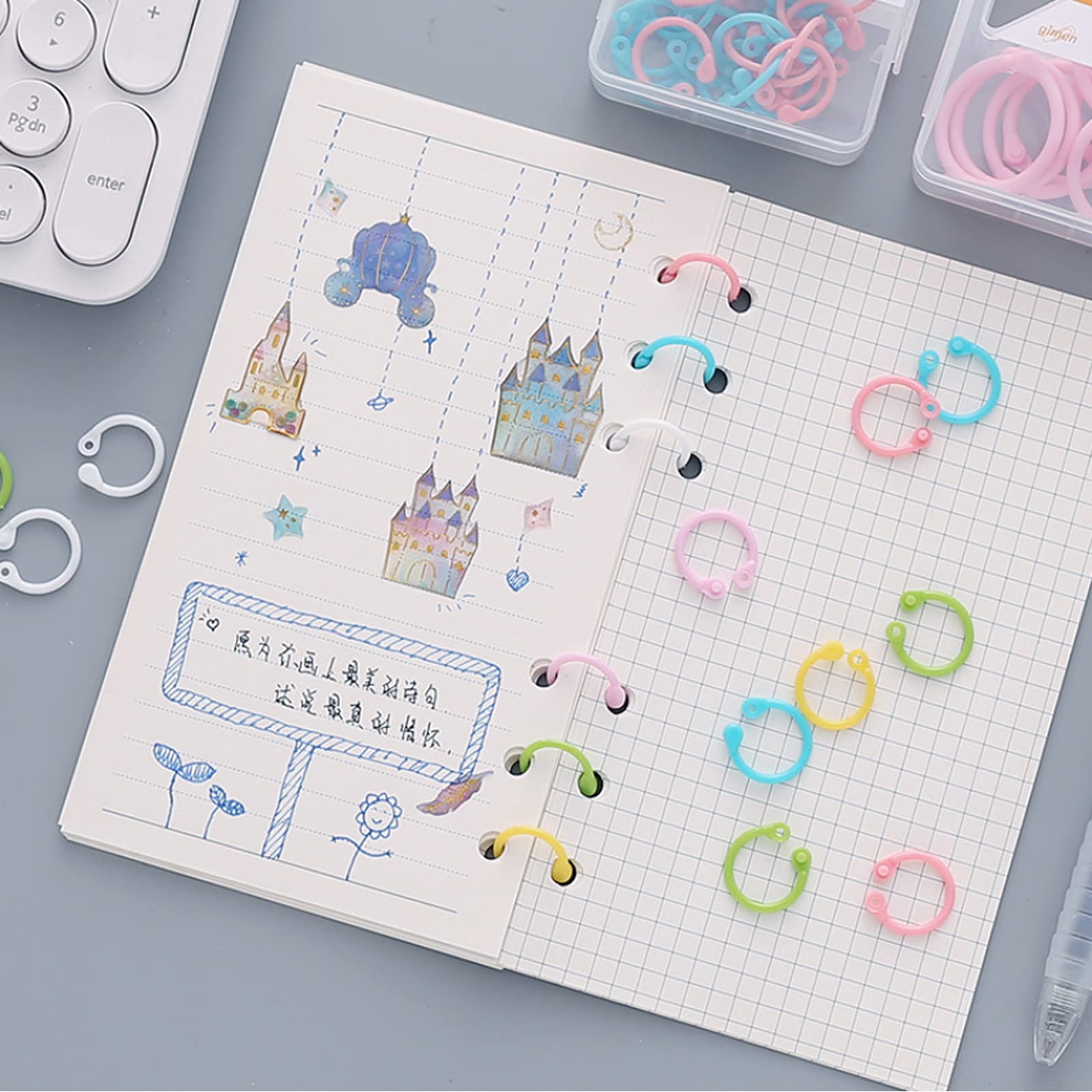 100 Anelli Per Rilegatura 27 Mm In Plastica Morbida – 6 Colori Per Documenti, Album, Scrapbooking E Portachiavi - 2