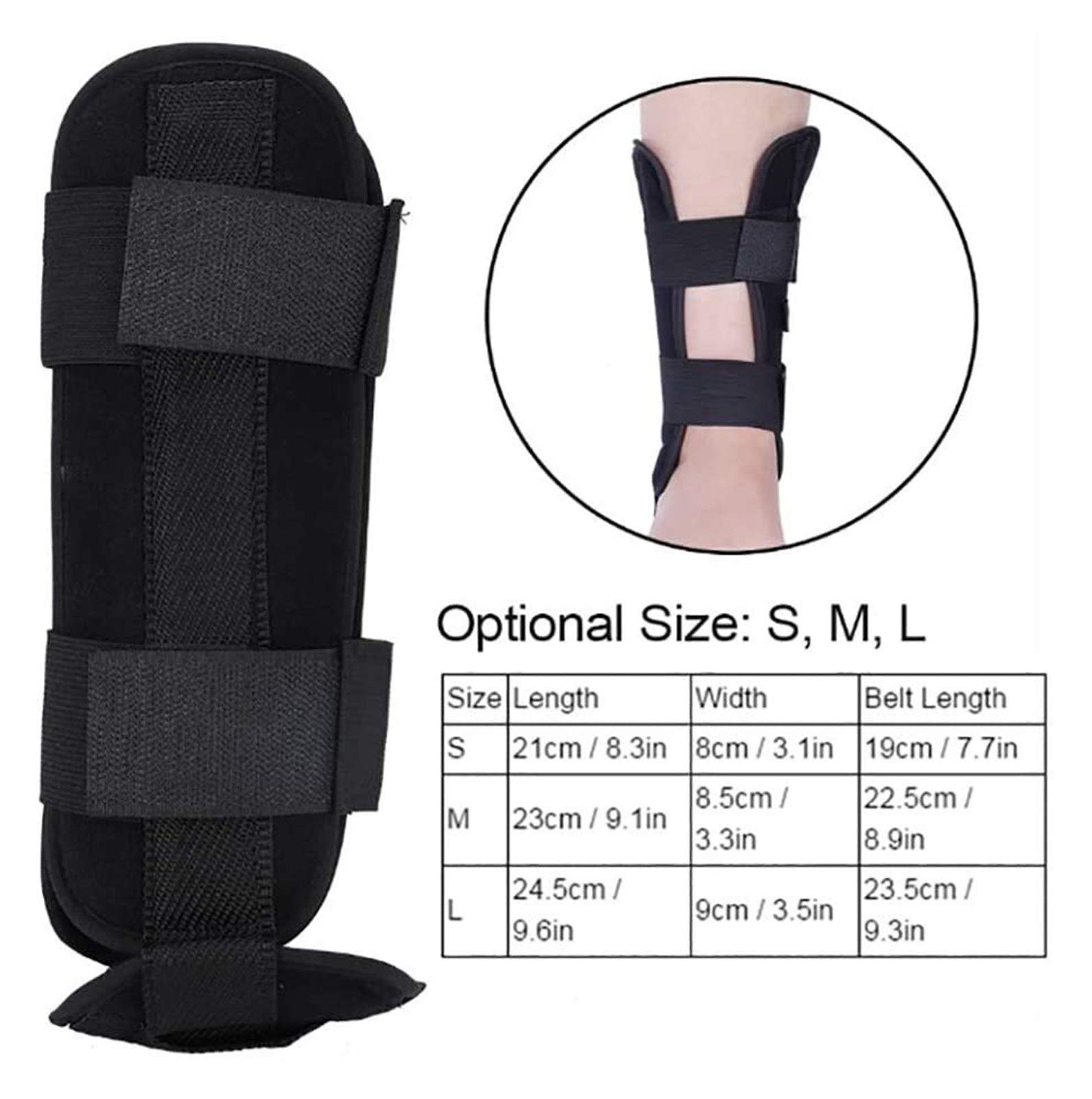 Órtesis ajustable para pie caído, vendaje para tobillo, alivio del dolor de fascitis plantar, varillas estabilizadoras, férula nocturna ortopédica para el tratamiento de la fascitis plantar (Negro L