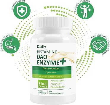 DAO Supplements Histamine Blocker DAO Enzyme + Diamine Oxidase & Quercetin, Immortelle, Vitamin C for Gut Health and Food Support 60 Capsules