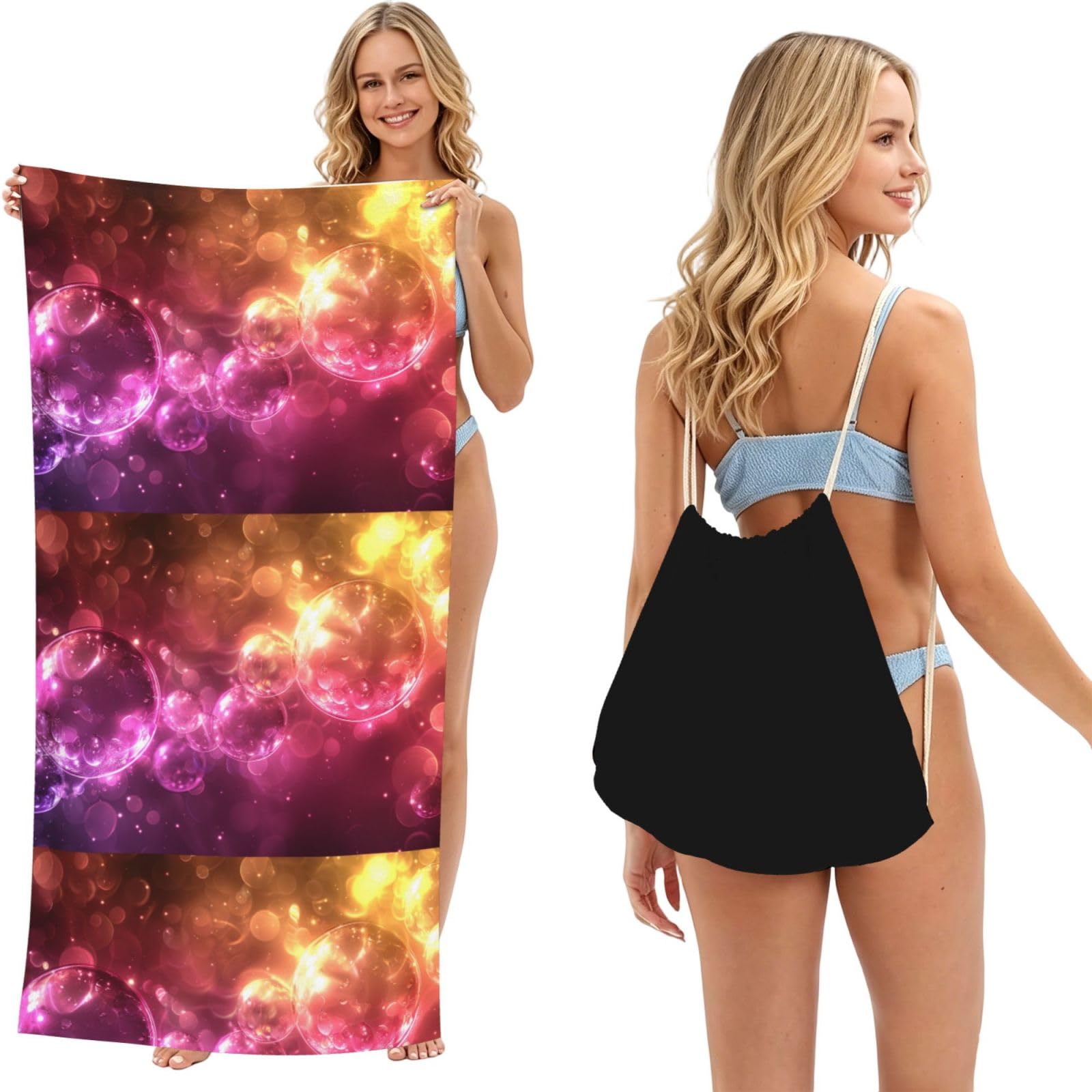 SKGOHLH Dreamy Bubble 2in1 Packable Beach Towel Bag Women