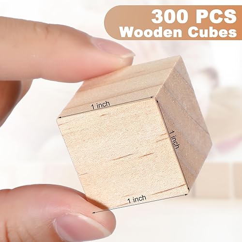 Miniatura 2 de Barydat 300 cubos de madera de 1 pulgada, bloques de madera sin terminar para manualidades, bloque de madera liso para manualidades, cubo de madera,
