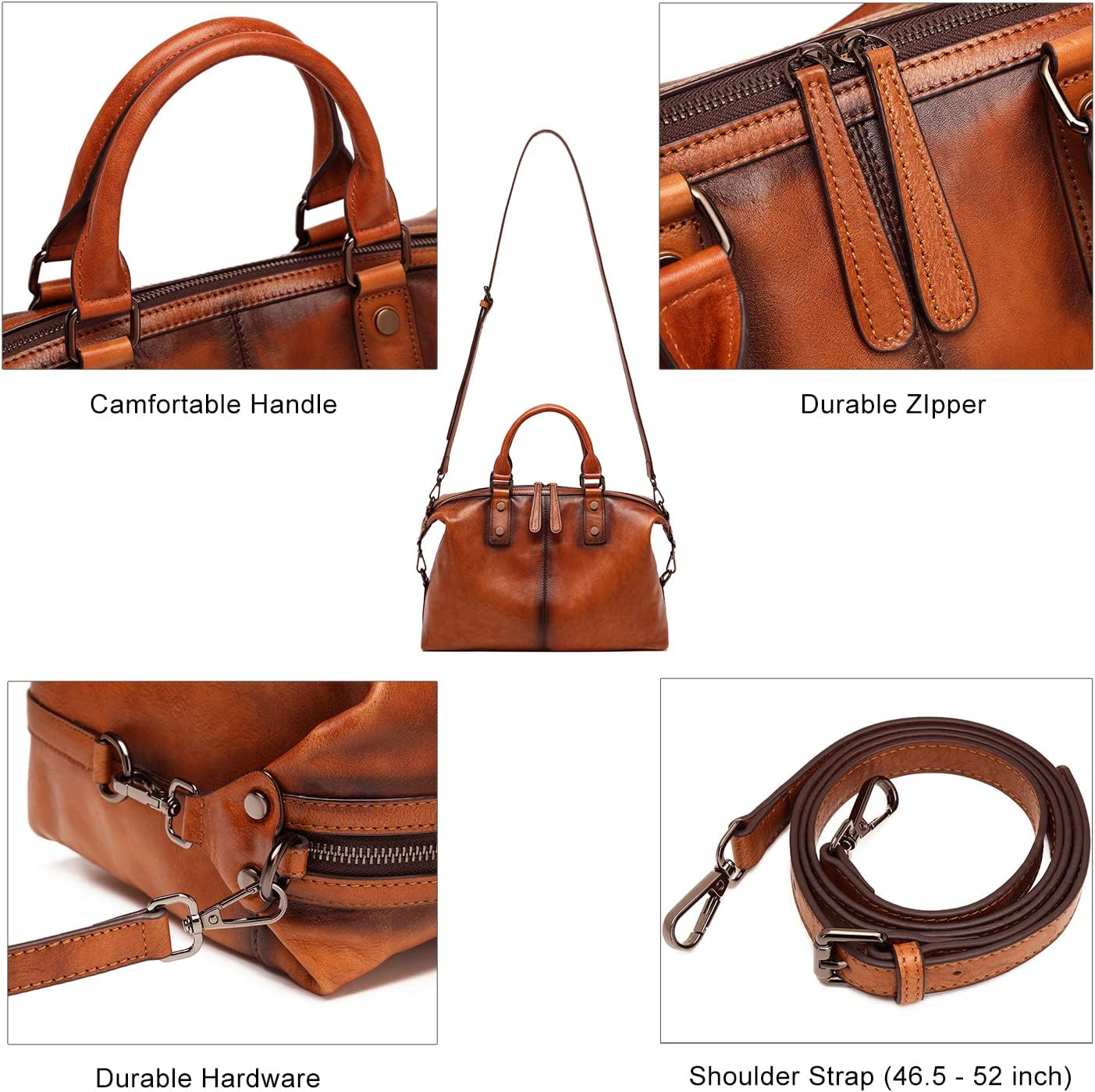 Women Genuine Leather Handbags vintage purses Top Handle Satchel and tote Crossbody Shoulder bags - Image 6