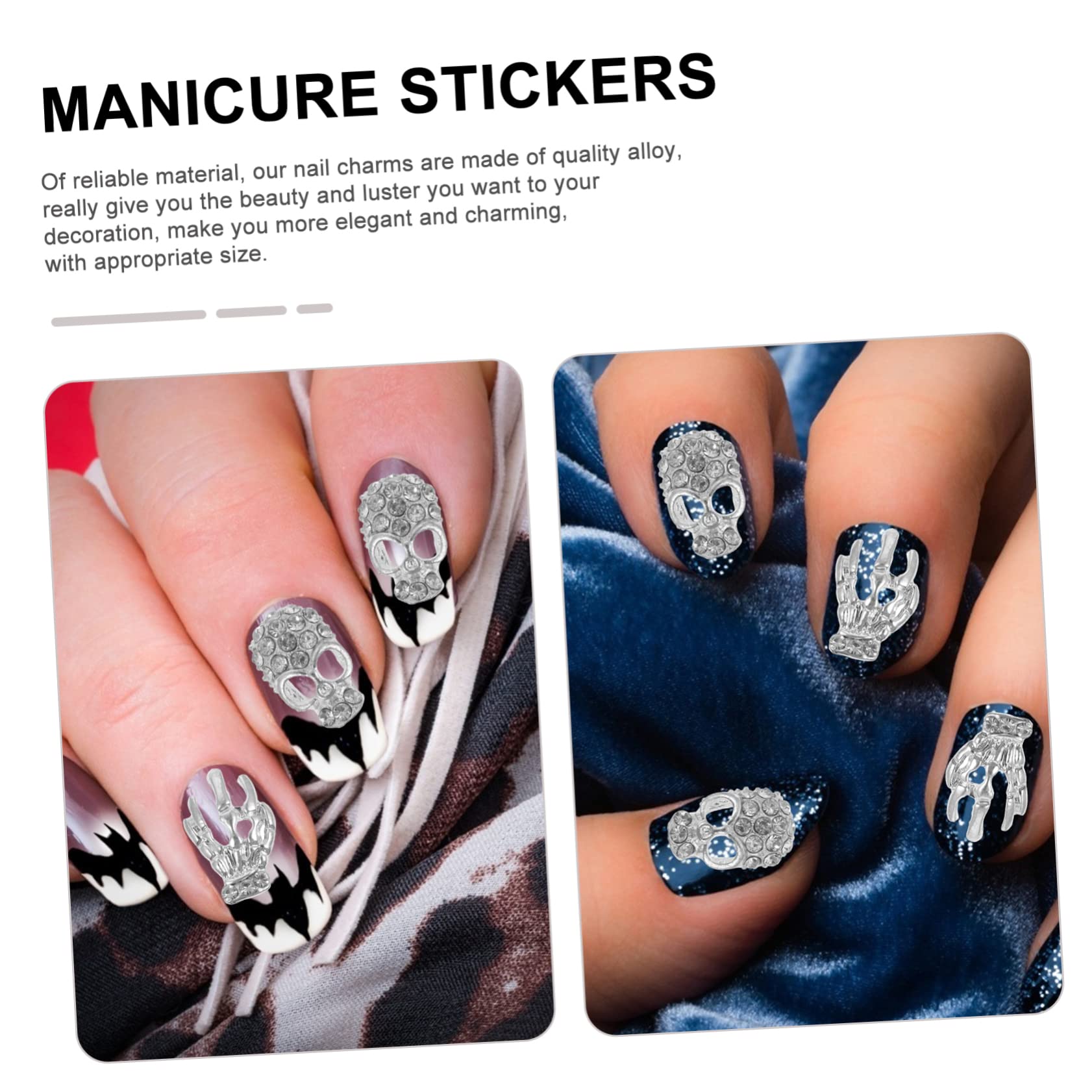 Healvian 200pièces Décorations Nail Art Avec Strass Forme De Tête De Mort Autocollants Manucure Pour Et Accessoires De Téléphone Nail Art