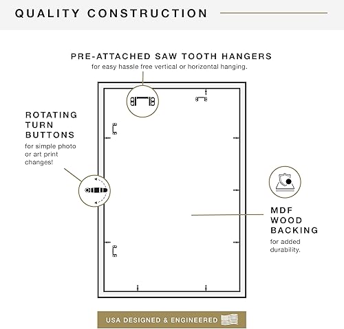 Vista 270 de MCS Studio Gallery Marco para póster de 16 x 24 pulgadas, imitación de veta de madera de color negro, colgar en horizontal o vertical, grande
