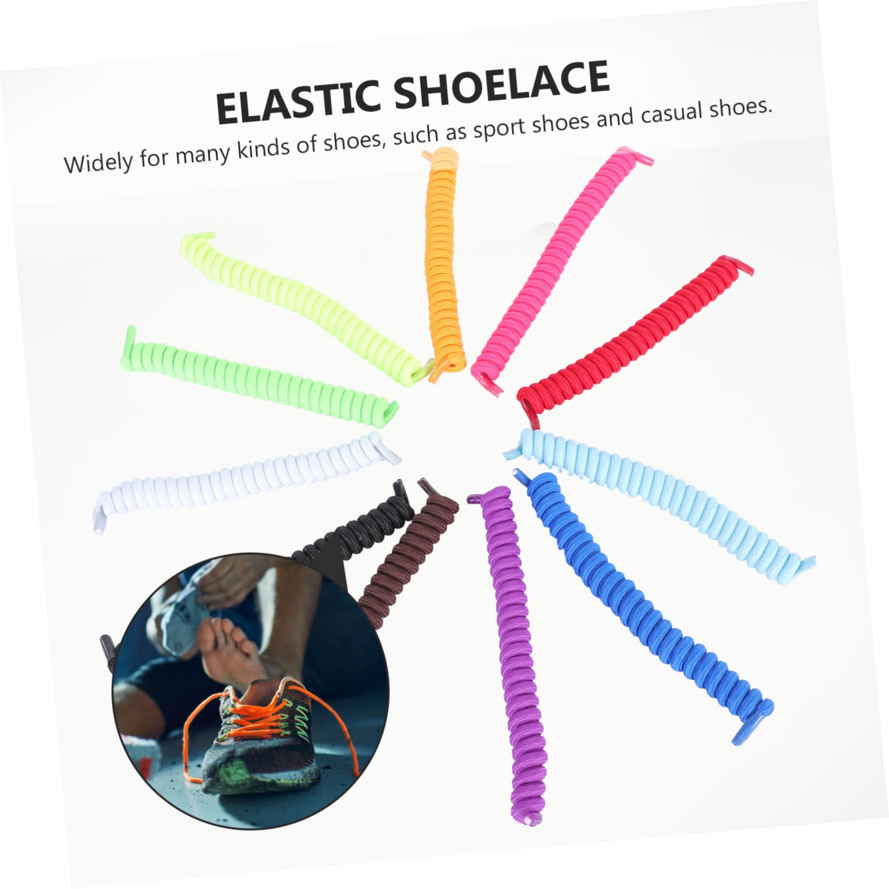 PACKOVE 11 Paia di Lacci Elastici per Scarpe, in Filo di Lattice e Poliestere, Pratici e Comodi, senza Legatura per Sneaker