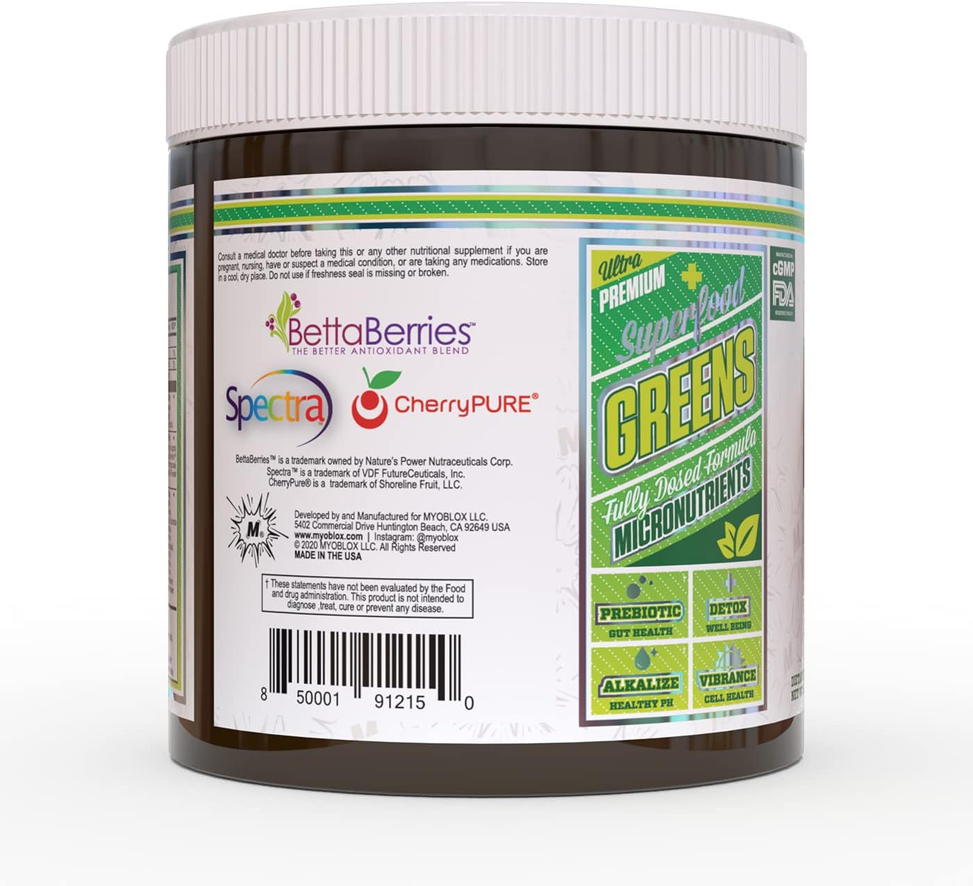 MyoBlox Martian - Greens Superfood Powder - Spirulina & Chlorella - Immune, Detox & Probiotic Prebiotic - Vegan, Non-GMO, & Keto Friendly - Pepino Lemonade - 5.29 oz