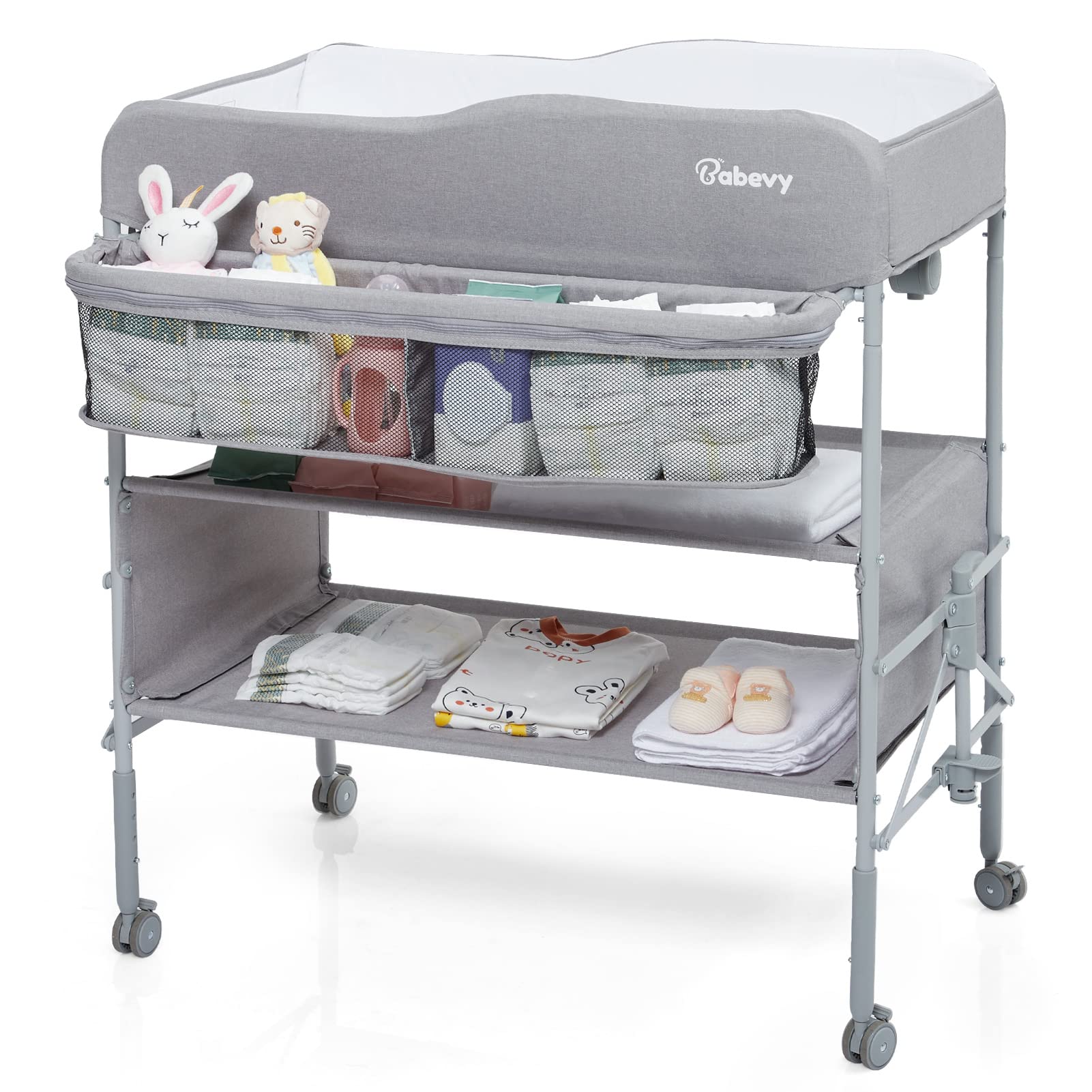Photo 1 of Babevy Portable Baby Changing Table, Grey