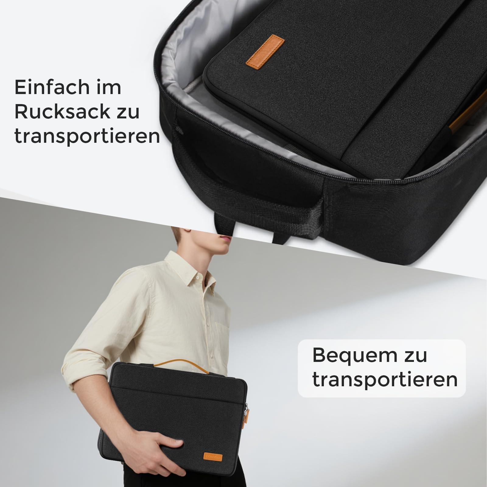 DOMISO Laptophülle Für 14 Zoll MacBook Pro/Air – Wasserdicht, Mit Extra Kleiner Tasche, Schwarz