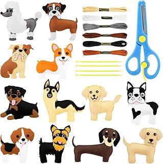 Puppy Sewing Kit for Kids,DIY Crafting Animal Felt Plushie, Sewing Kit Sewing Kit for Kids, make your own stuffed animal kit for Boys and Girls, Educational Beginners Sewing Set for 8-12 Years Old