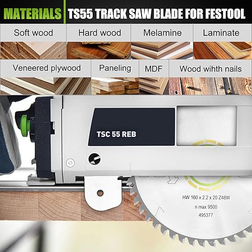 Miniatura 7 de 495377 491952 para sierra de pista festool 6.299 in (6 14"), 0.087 in, 0.787 in, 48T, ATB apto para festool TS 55, TSC 55, ATF 55 E, HK 55, HKC 55