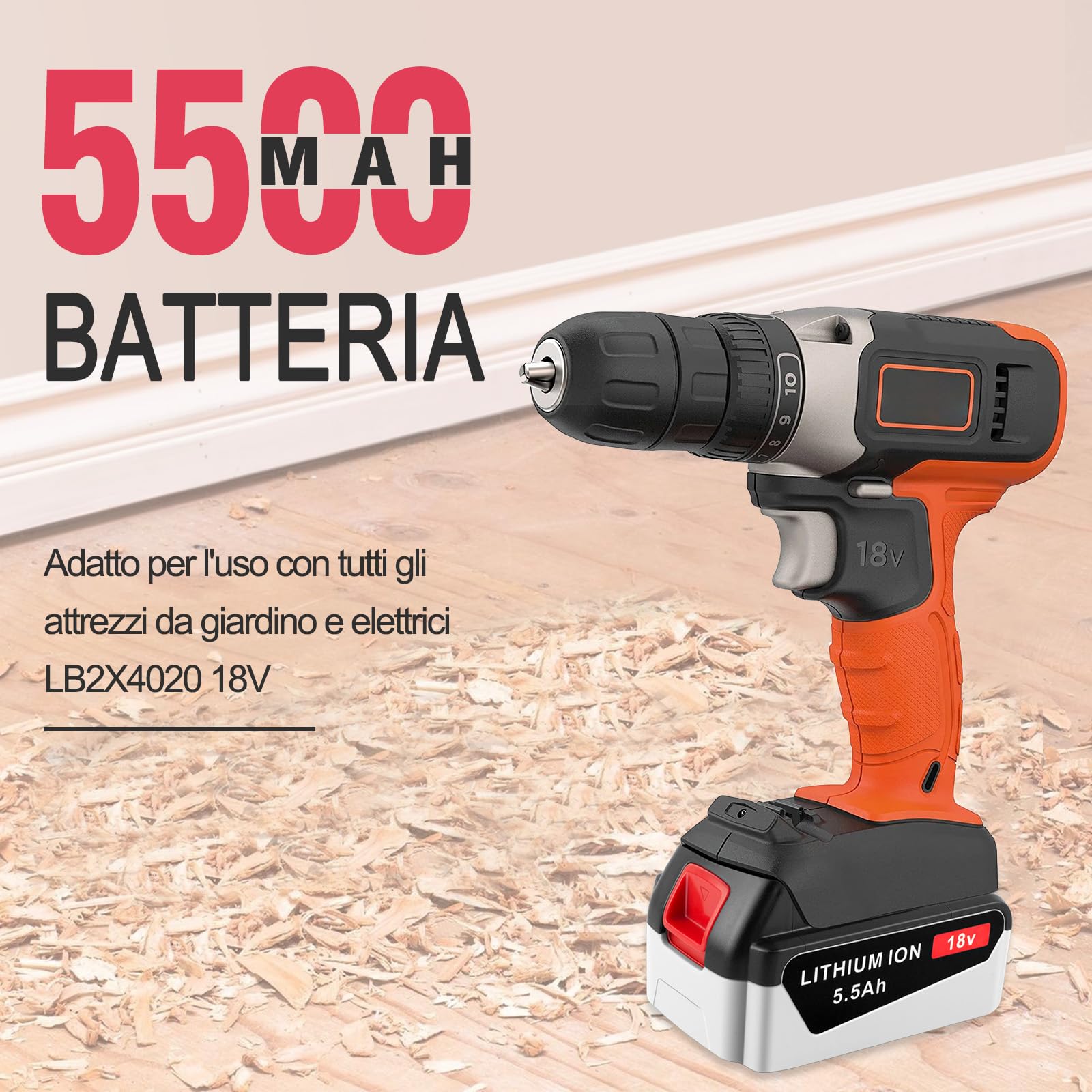 18V 5,5Ah BL2018 Batteria di Ricambio per 18V BL2018 BL2018-XJ BL4018 BL1518 LB20 LBX20 LBXR20 LBXR2020-OPE LBXR20B-2 LB2X4020