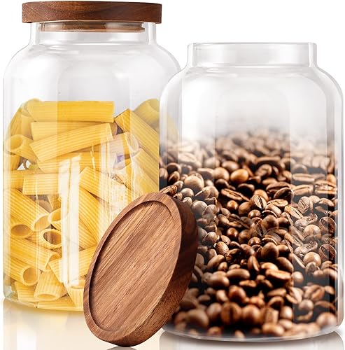 Miniatura 1 de Tarro de vidrio grande de boca ancha con tapa juego de 2 recipientes de vidrio de 95 onzas947fl oz tarros de vidrio herméticos para almacenamiento