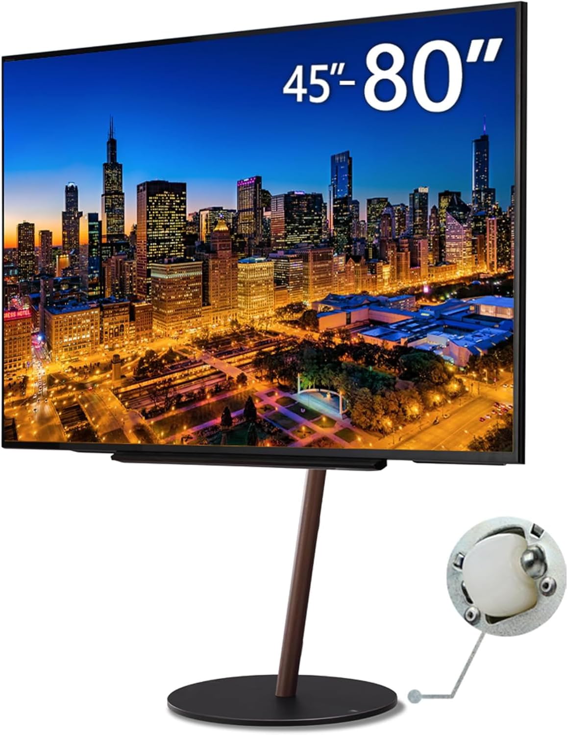 WALL Seven Stand A2 Large Type | Minimalist Rolling TV Stand for 45–80 Inch | Walnut | Portable, Space Saving, Height Adjustable | for Living Room and Bedroom | Japanese Design & Engineering