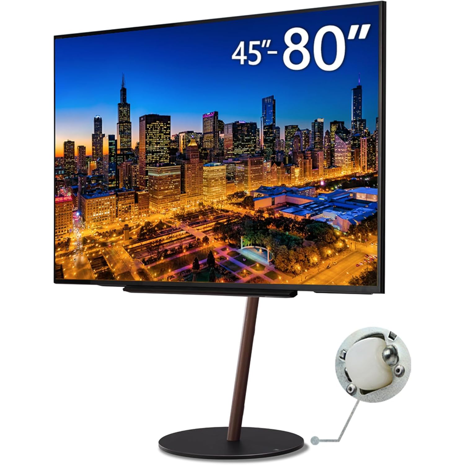 WALL Seven Stand A2 Large Type | Minimalist Rolling TV Stand for 45–80 Inch | Walnut | Portable, Space Saving, Height Adjustable | for Living Room and Bedroom | Japanese Design & Engineering
