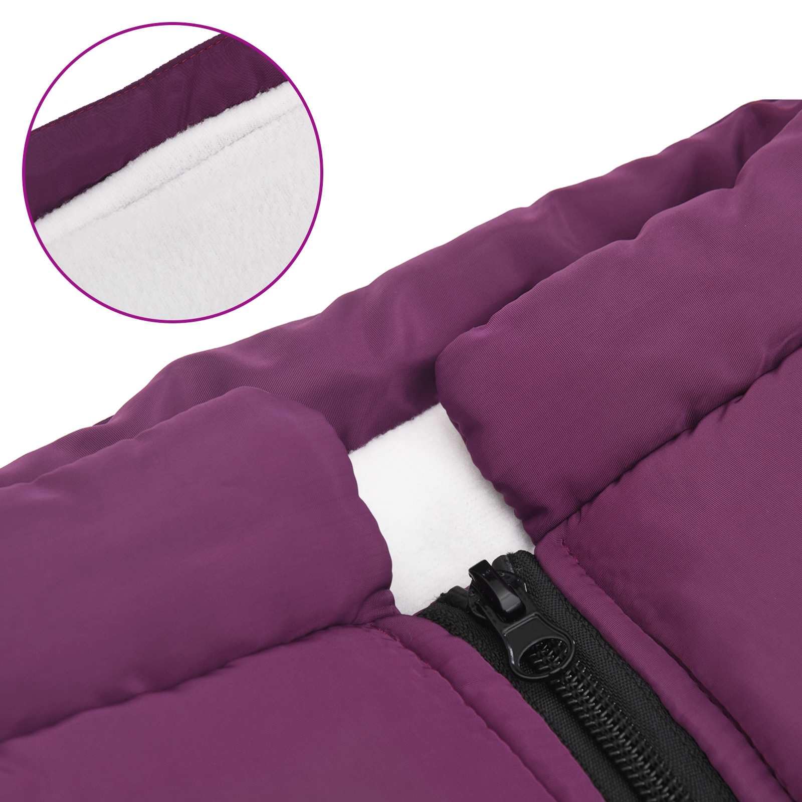 Abrigo para perro lila L52 de forro polar y poliéster con correa ajustable, protección reflectante para invierno y otoño, resistente al viento, impermeable, cálido para paseos al aire libre y