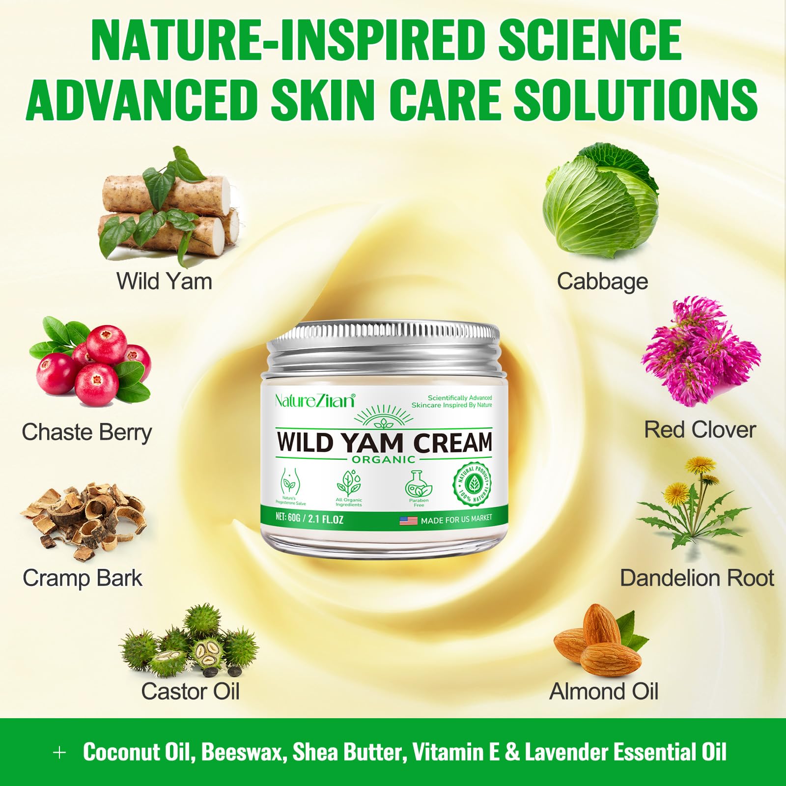 NATURE ZIRAN Wild Yam Cream - Wild yam Cream - Suitable for Relieving Symptoms During Periods of Physical Change - for All Skin Types 2.1floz — Amazon image 7