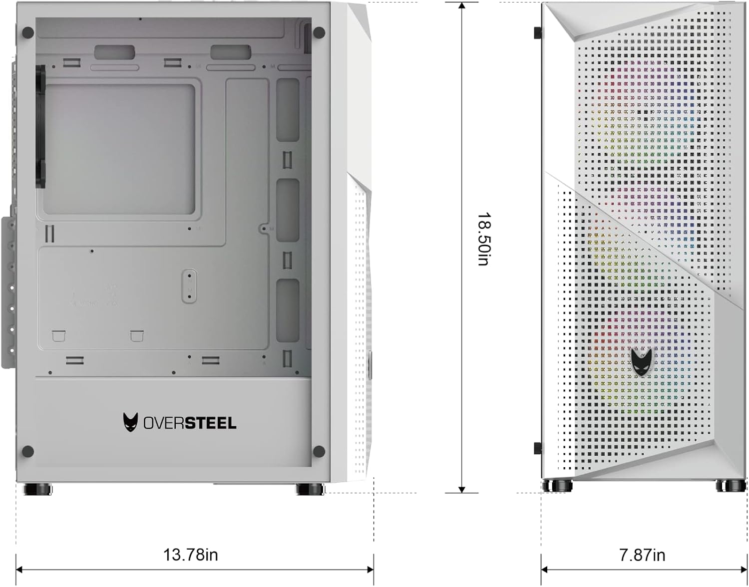 Dimensions diagram of Oversteel Kyanite PC Case