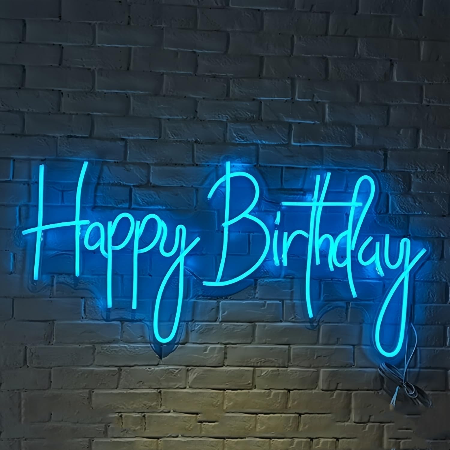 Happy Birthday LED Neon Signs Transparent Acrylic Lights Decor for Wedding Birthday Party Wall Home Bedroom Room Art Decoration with USB Light Modulator 5V