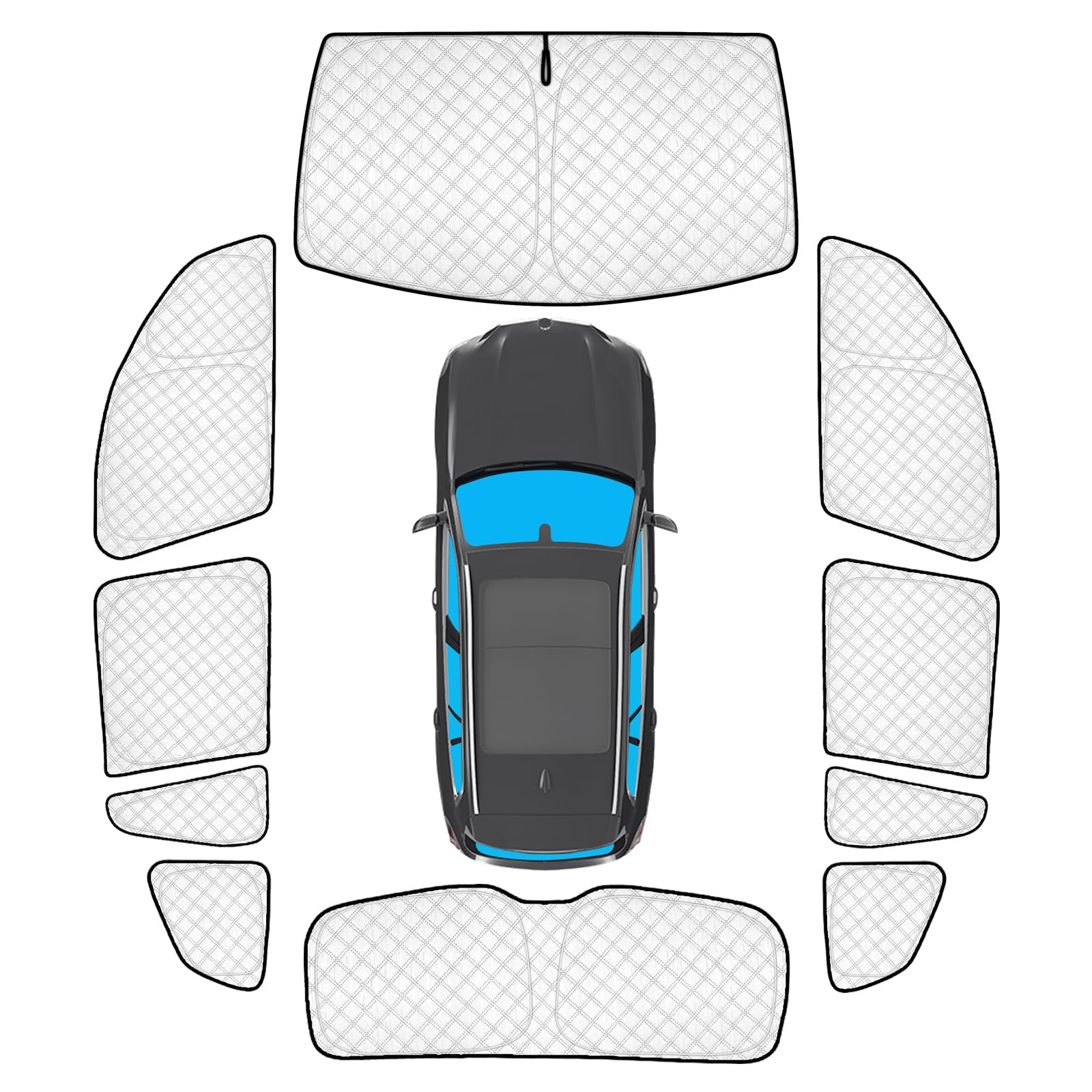KMF 10pcs Thickened Sun Shade for BMW X3 2018-2024, Full Set Window Covers for Windshield Side &amp; Rear, Double-Sided Silver &amp; Black, UV Heat Block Sun Visor, Privacy &amp; Blackout for Car Camping