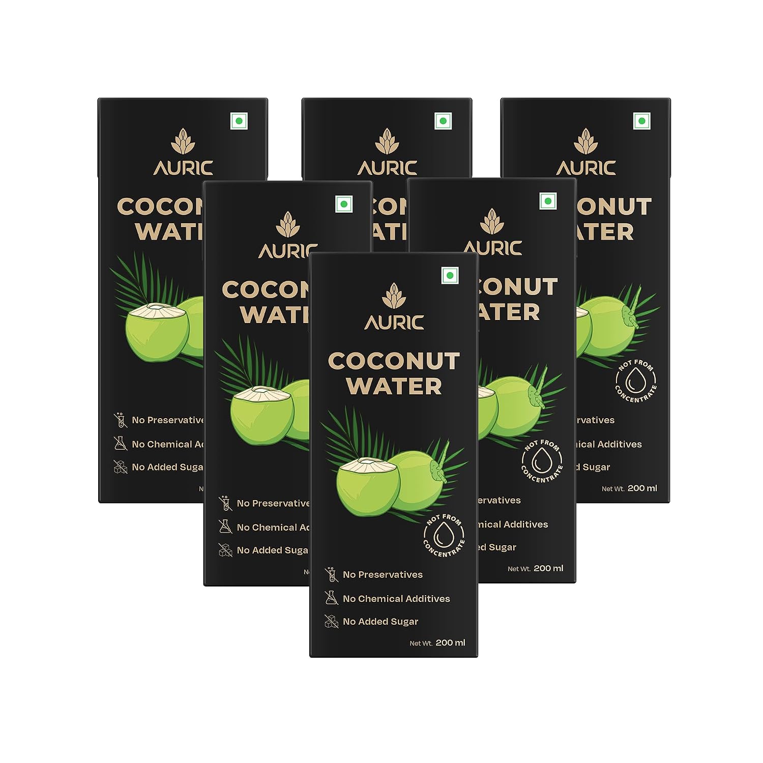 Auric Tender Coconut Water Energy Drink – No Added Sugar | Not from Concentrate | Natural Energizer | Direct from Tamil Nadu | Safe Hygienic Packaging (Pack of 6)