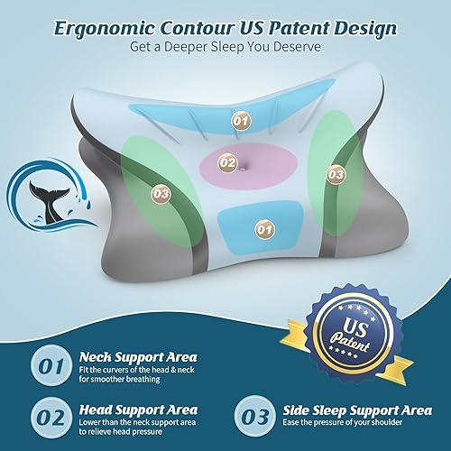 Miniatura 4 de Almohada cervical para el cuello, almohada refrescante para aliviar el dolor de cuello, almohada ergonómica para dormir de lado, almohadas de espuma