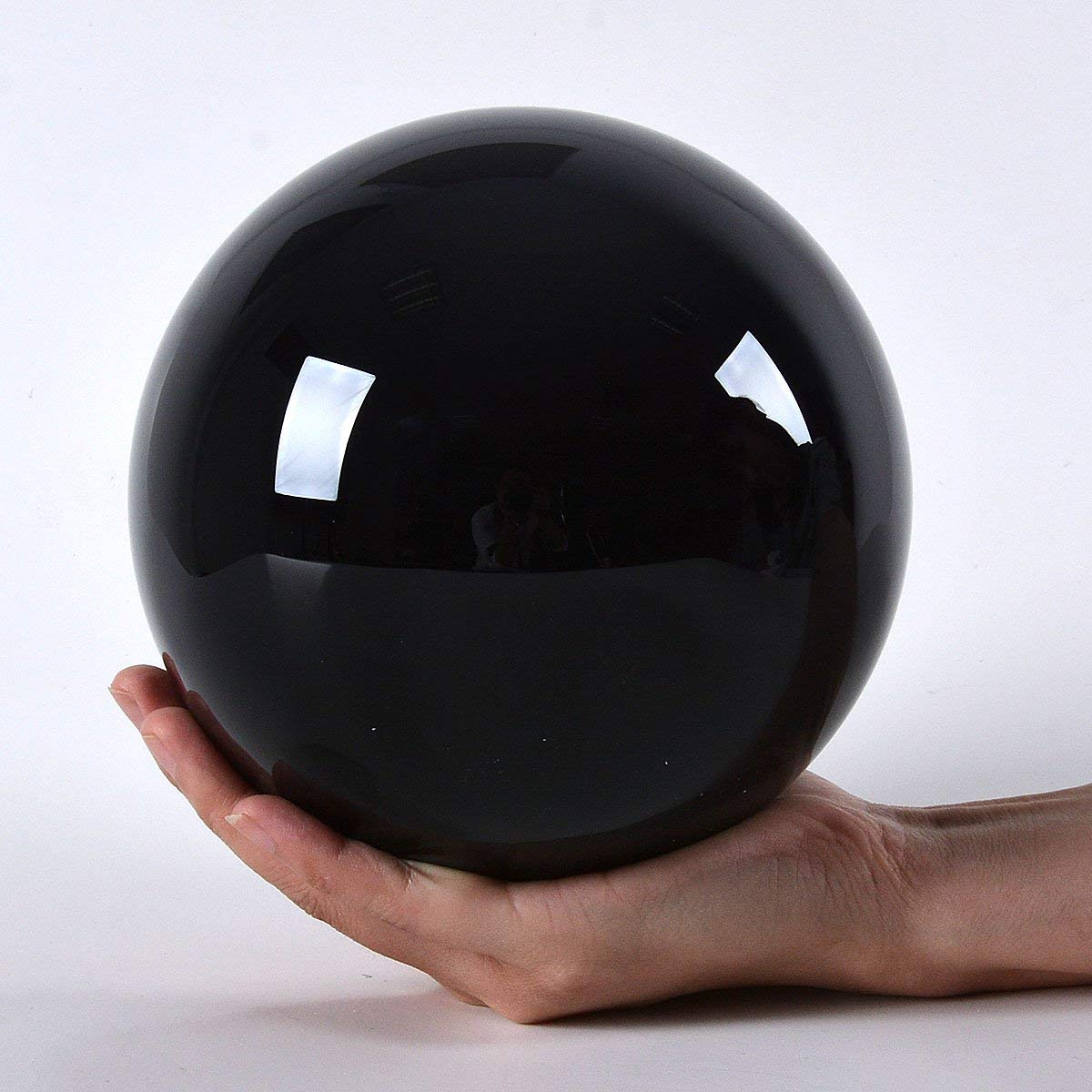 C&Z 150mm (5,9 Zoll) Große Weissagung Schwarze Kristallkugel für Hexerei Obsidian Heilkristalle Heimtextilien Meditation Ornamente