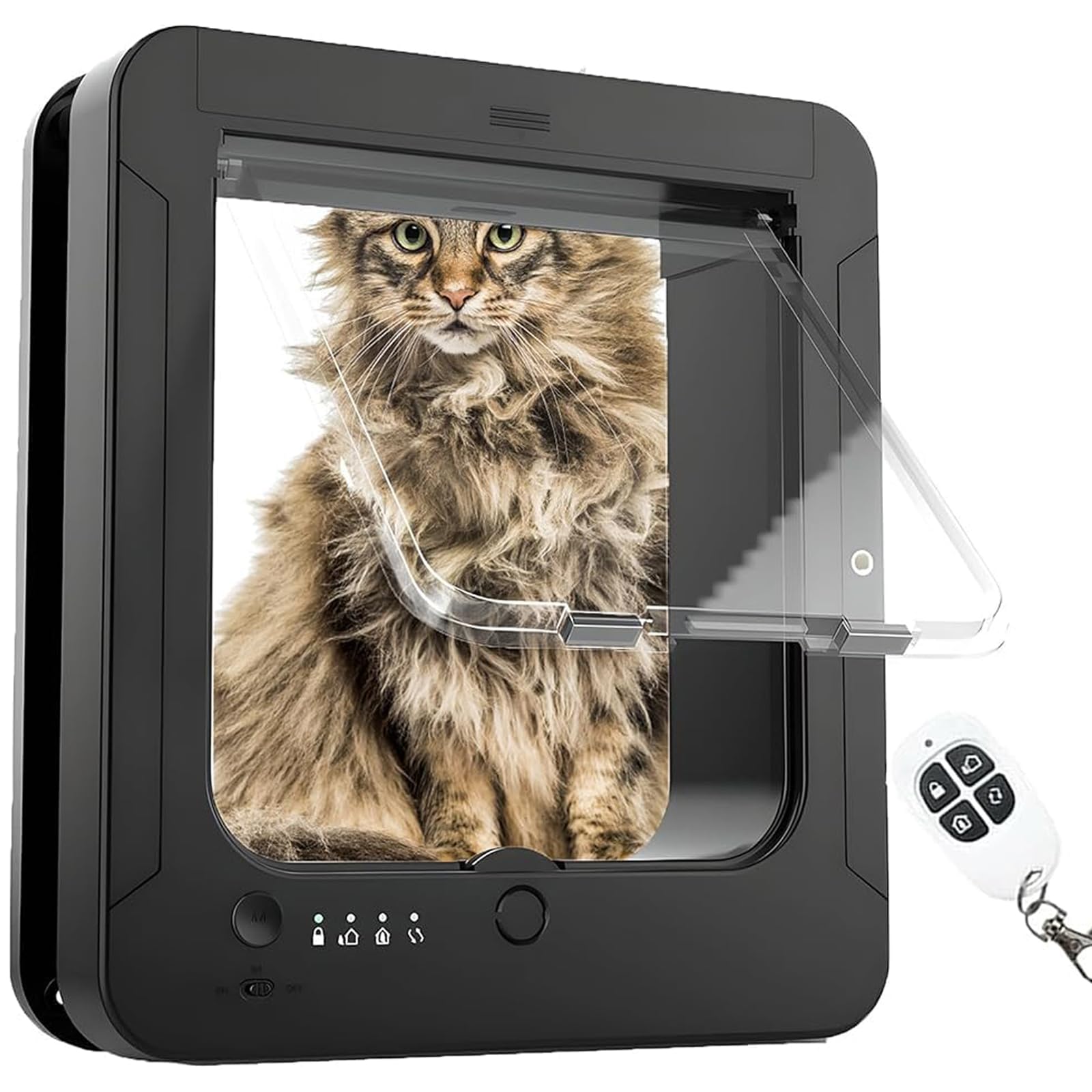 Intelligente Katzenklappe Mit Mikrochip, Deluxe-haustiertür Mit Fernbedienung Und 2 Sensorhalsbändern, 4-Wege-verriegelung Für Welpen, 7,7 × 8,3 Zoll Sichere öffnung, Für Kleine Hunde, Für