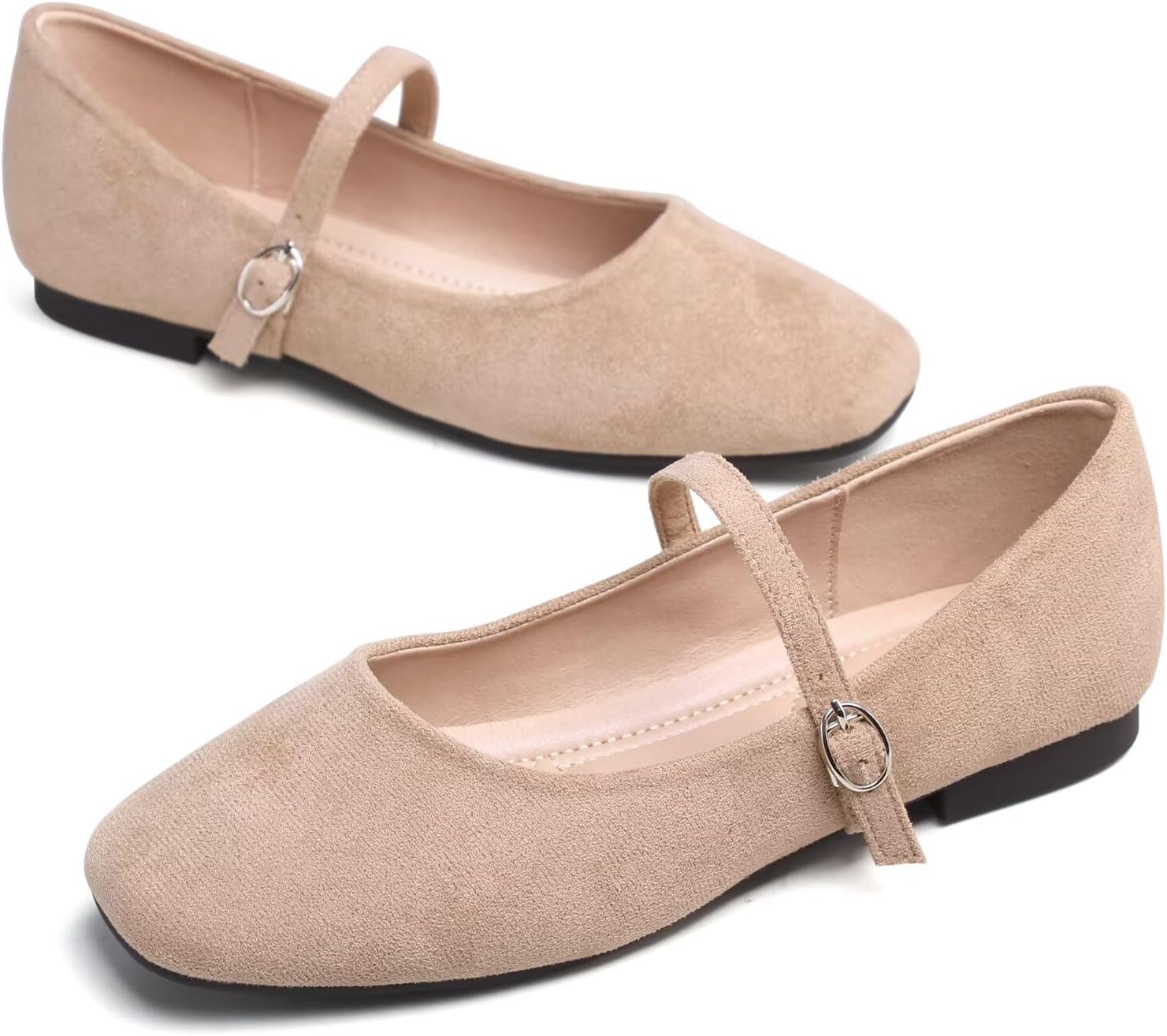 TN TANGNEST Leather Flats for Women Comfortable Square Toe Slip On Flats Soft Work Flats Retro Mary Jane Flats - Image 6