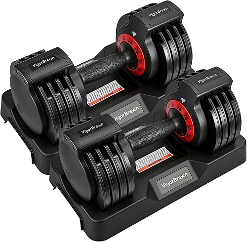 Juego de mancuernas ajustables de 25 libras, pesas 2 en 1 con mango antideslizante, ajuste rápido de peso para gimnasio en casa, entrenamiento de