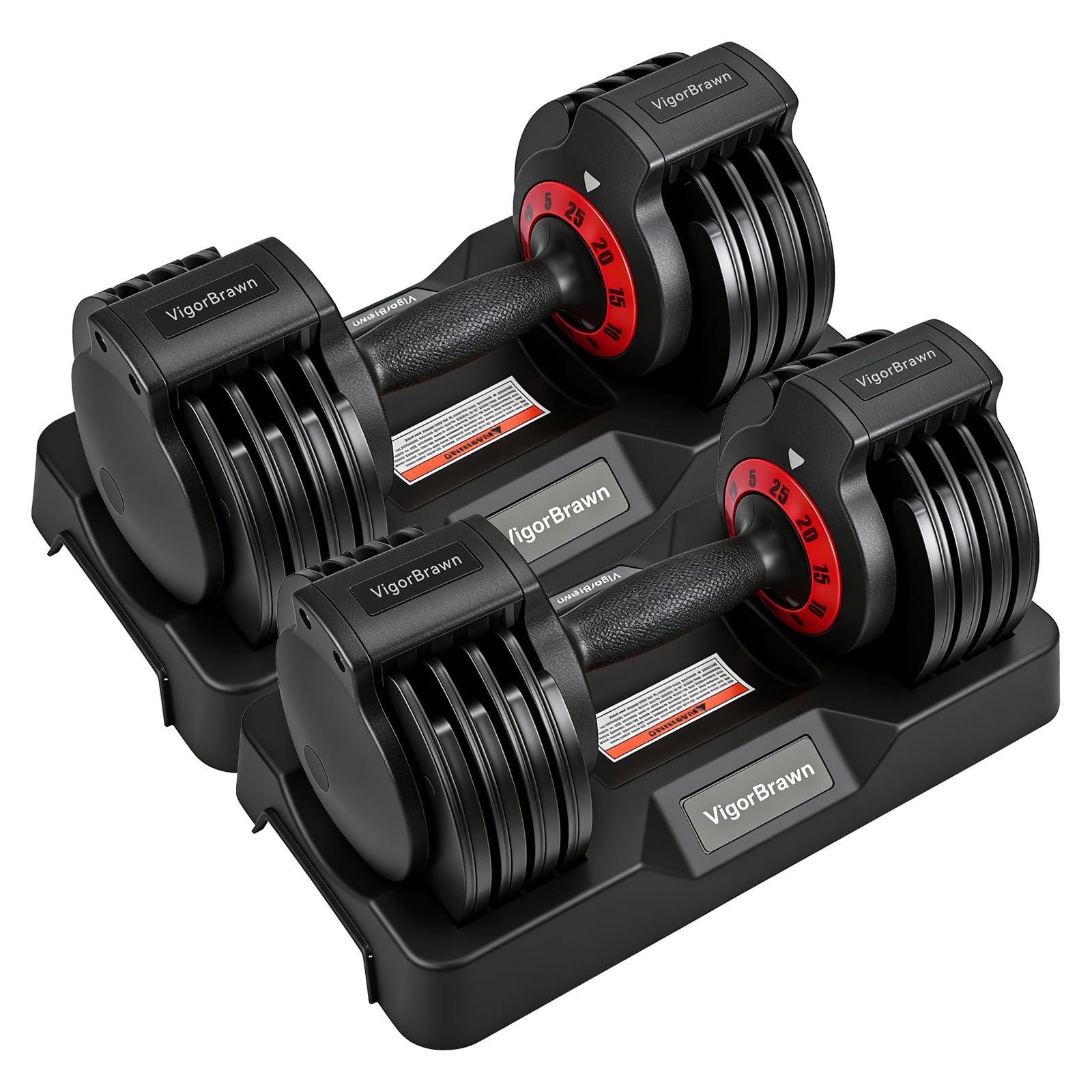 Adjustable Dumbbell Set, 2-in-1 Weights with Anti-Slip Handle, Fast Weight Adjustment for Home Gym, Strength Training, Single/Pair with Tray