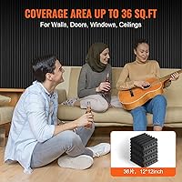 Vista 6 de VEVOR Paneles de espuma acústica, paquete de 36, 30.5 x 30.5 x 5 cm, paneles de pared insonorizados de alta densidad, paneles acústicos resistentes