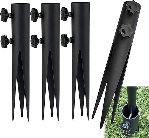 4 estacas de acero para antorchas, estacas de jardín para luces al aire libre, estacas de repuesto de metal para luces solares y antorchas de llama