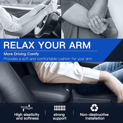 Miniatura 4 de LUJUNTEC Tapa negra con tapa para reposabrazos de consola central con cubierta de piel para BMW E46 Serie 3 1999-2004