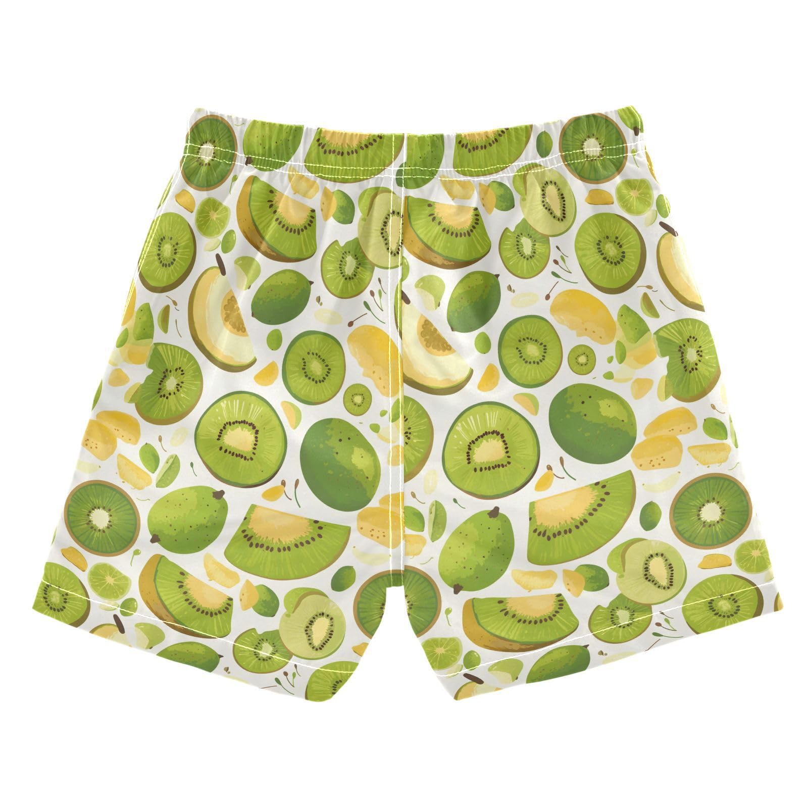 ALAZA Green Kiwi Fruit Leaf Summer Boys Quick Dry Beach Board Shorts Kids Swim Trunks Bathing Suit Swimsuit 4T