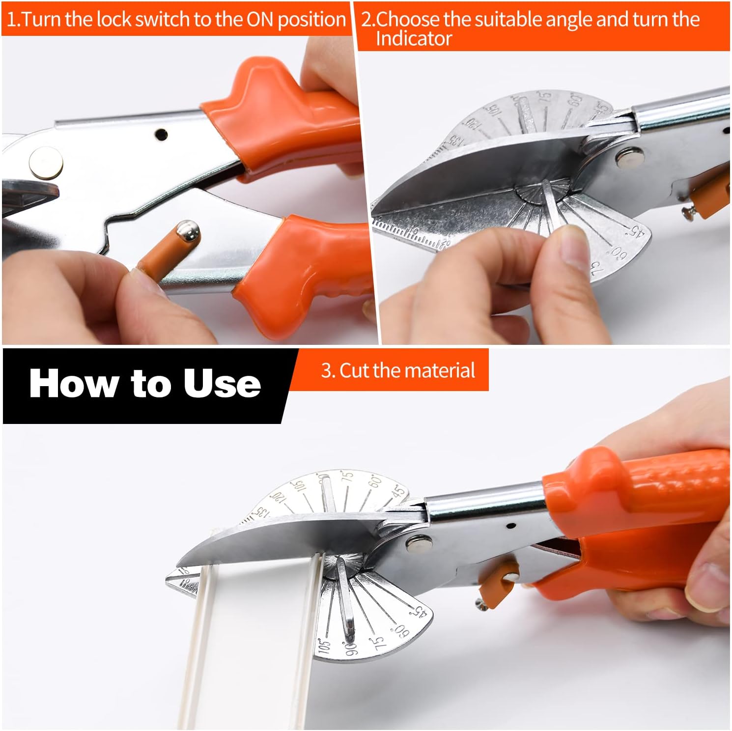 Miter Shear, Multi Angle Miter Shear Cutter Cuts 45 to 135 Degree with 5 Replacement Blades, Miter Shear Cutter for Angular Cutting and Trimming of Trunking and PVC Strips - 