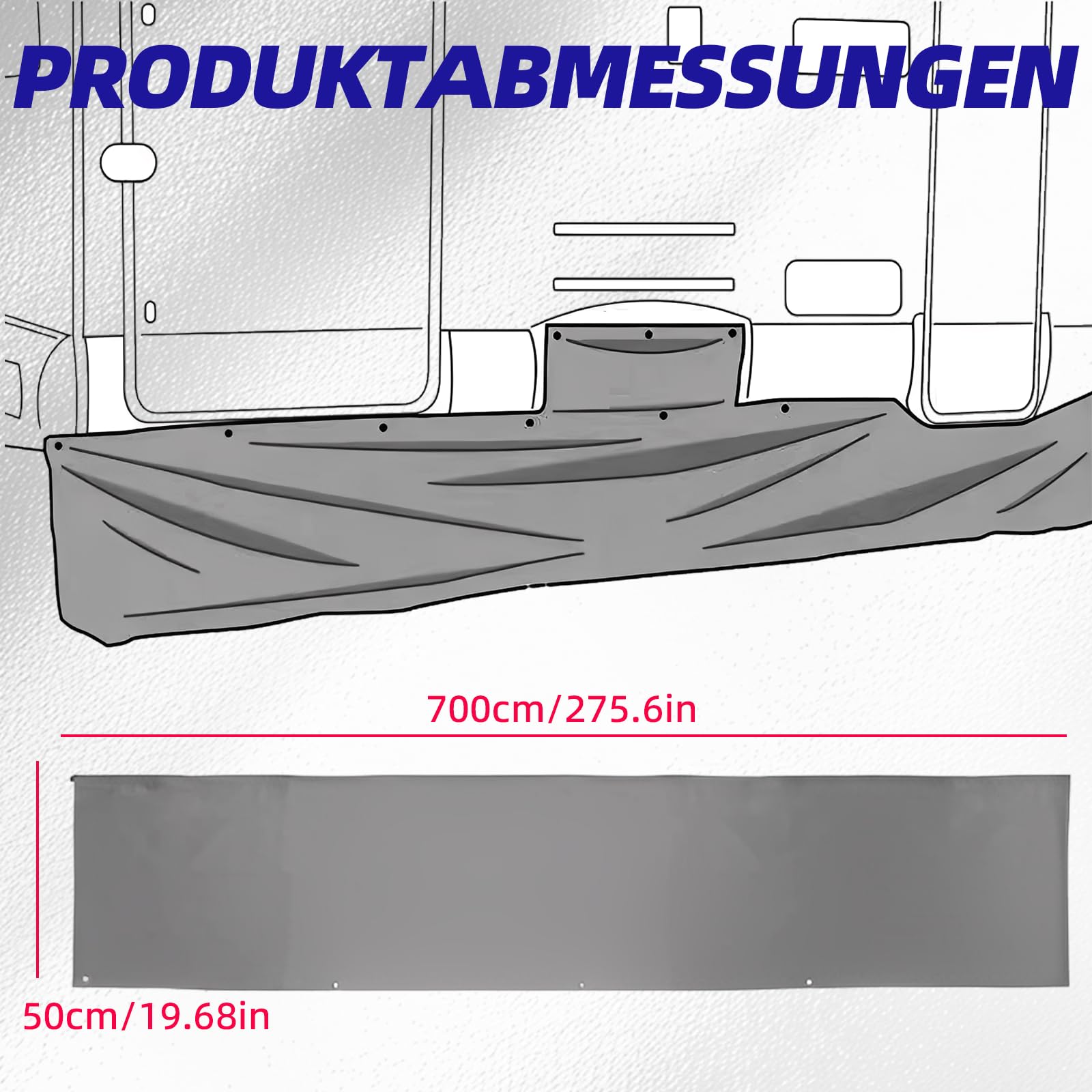 Bodenschürze Wohnwagenschürze für Wohnmobil Caravan, 700 x 50 cm, aus PU-Oxford-Gewebe