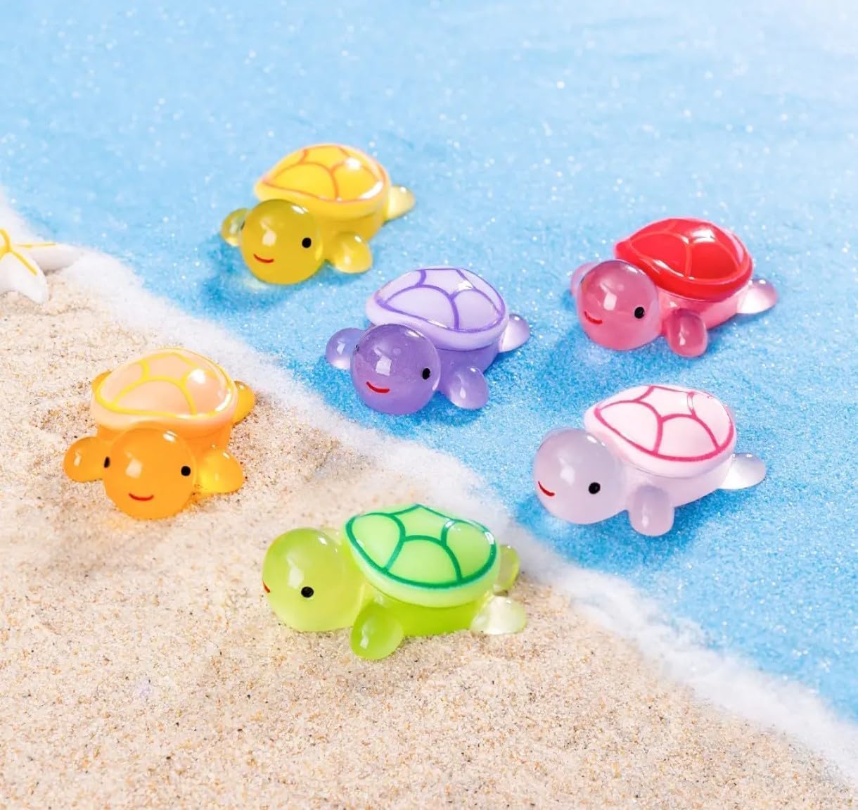 5 Pieces Large Radium 3D Turtle Miniature Toy | Colourful Glow-in-the-Dark Semi-Transparent Resin Mini Turtles for Baby Bath, DIY Crafts, Fairy Garden, Home & Garden Decoration (5 Pcs)-image-28