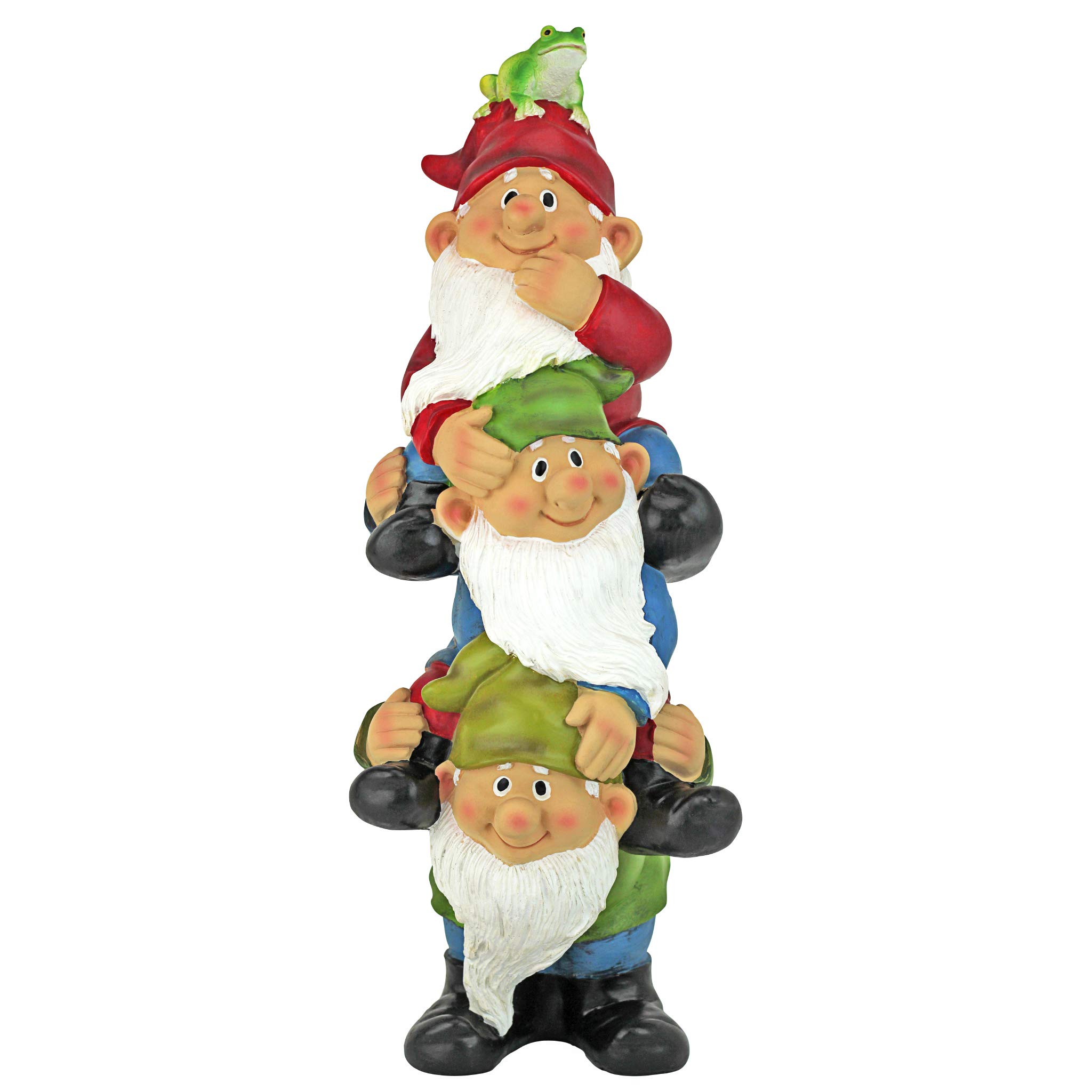Tower of Three Garden Gnomes - Funny Outdoor Lawn Statues