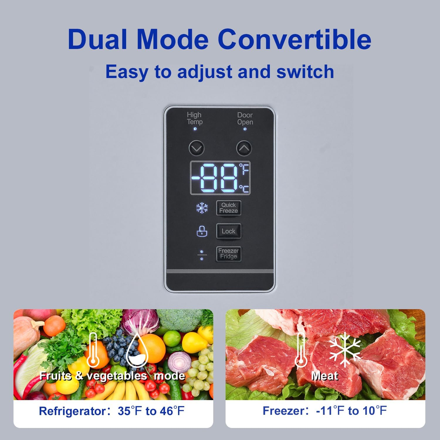 Stand Up Freezer 14 Cu. Ft, Upright Freezer Frost Free, Convertible Refrigerator Garage Ready, Standing Deep Freezers Upright, Freezerless Refrigerator Vertical For Kitchen, Home, White